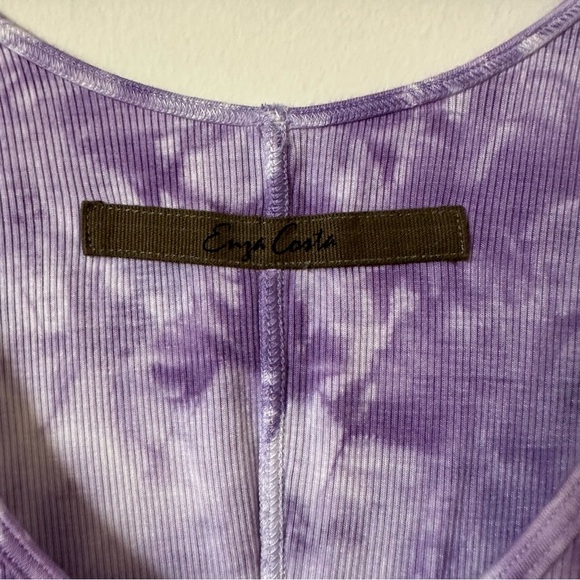 Enza Costa Rib Scoop Neck Tie Dye Lavender Tank Top Size S - Picture 4 of 8
